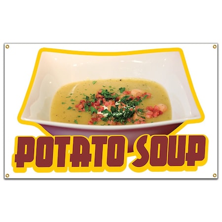 Signmission Potato Soup Banner Concession Stand Food Truck Single Sided B-96 Potato Soup19